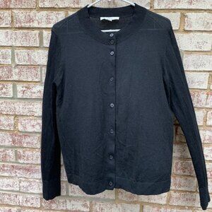 Loft Women's Black Button-Up wool cardigan size M